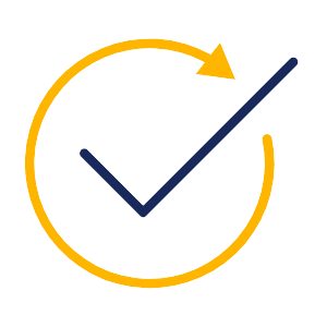 Illustration of a checkmark with a circling arrow